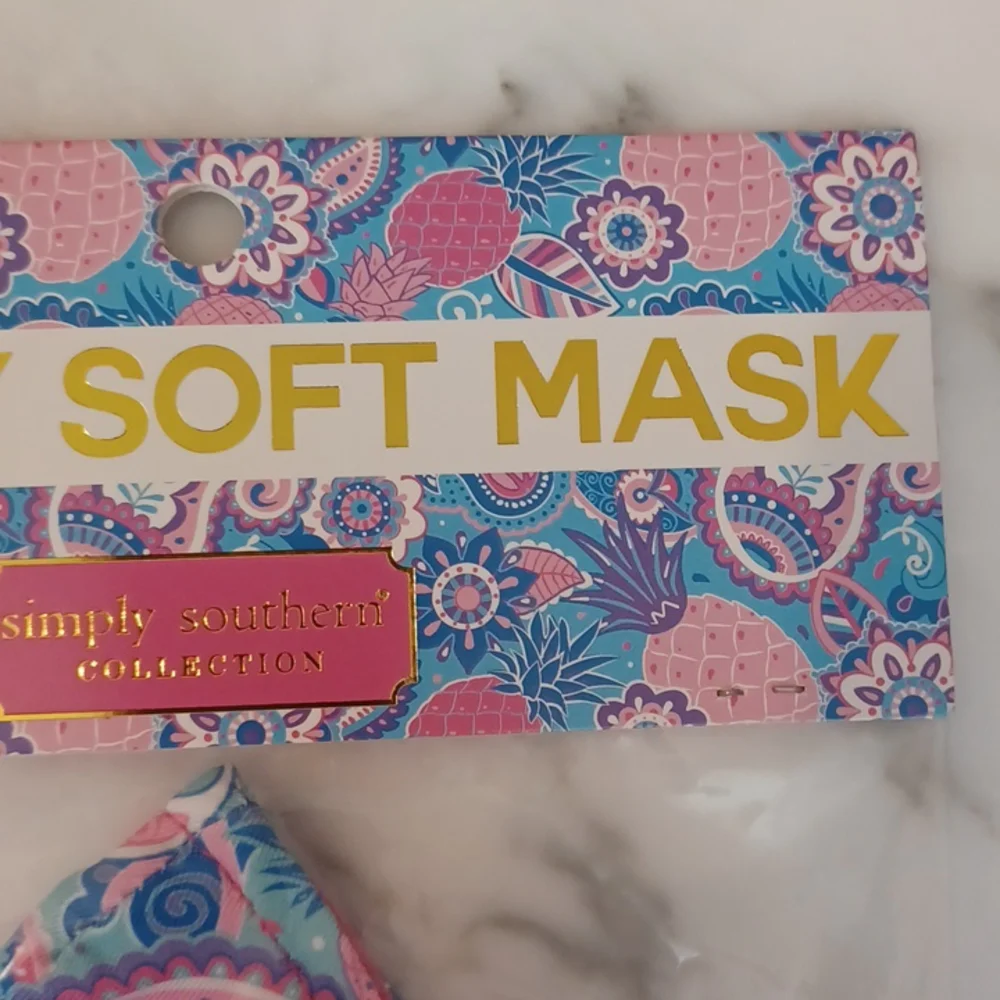 Simply Southern face mask pineapple and floral print simply soft mask new w/ tag